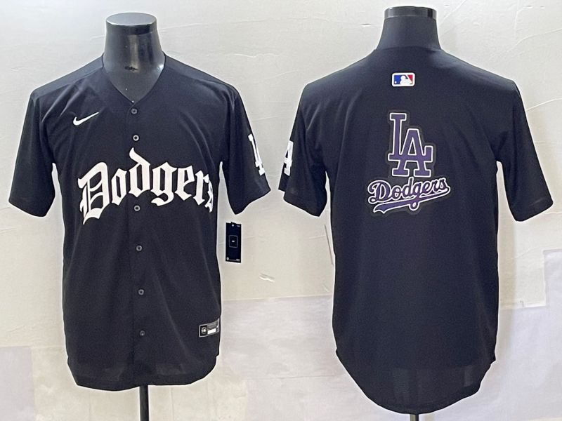 Men 2025 Los Angeles Dodgers Blank Black Seventh generation Joint Name Nike MLB Jersey style 1